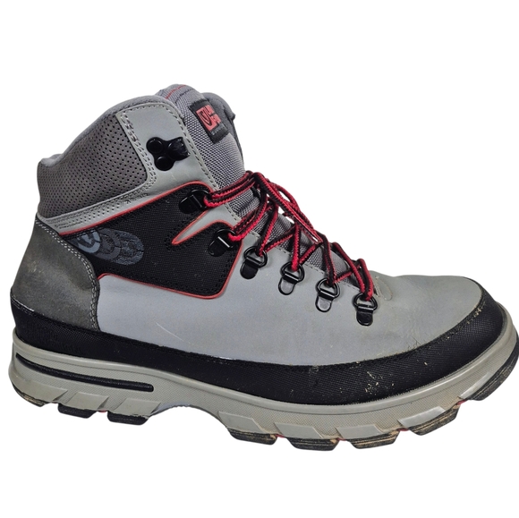 Marc Ecko Men\'s Gray Leather Hi Top Hiking Boots Size 10.5